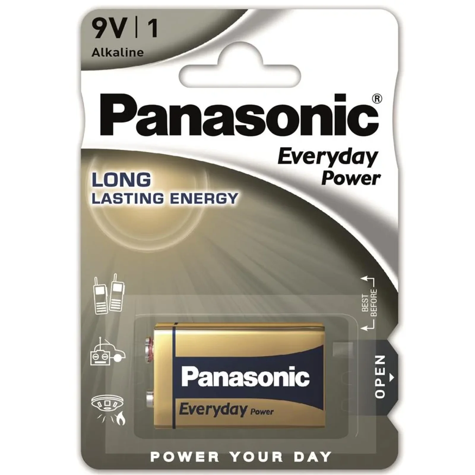 Батарейка Panasonic EVERYDAY POWER лужна 6LR61(6LF22, MN1604, MX1604, Крона) блістер, 1 шт., 6LR61REE/1B UA